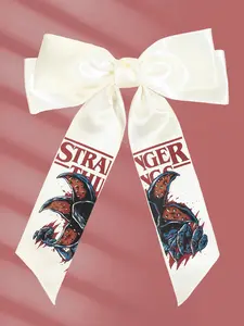 1pc Stranger Things Oversized Bow Bowknot Hair Clip - Upside Down Inspired Ribbon, Soft & Statement, Updo