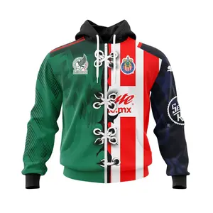 LIGA MX Club Chivas Guadalajara Home Mix Mexico 2022 Kits Hoodie Zip