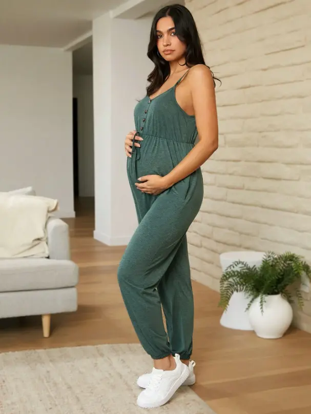 CMEUND Maternity Shoulder Strap Casual Jumpsuit For Nursing Home And Daily Wear