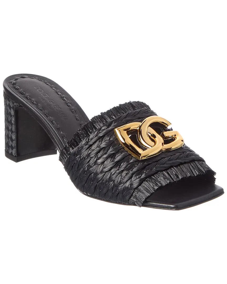 Dolce & Gabbana Devotion 70 Raffia Logo Sandal