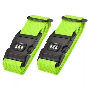 PP Travel Packing Suitcase Belts with Buckle and Combination Lock 2 Pcs Light Green