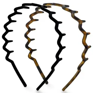 2 PCS Fashion Headbands Set - Retro Leopard & Black Zigzag Headband Styles, Non-Slip Teeth Comb Design, Fluffy High-Top & Comfortable Fit (No Hair Damage), Ideal Gifts & Daily Accessories for Women/Girls/Men