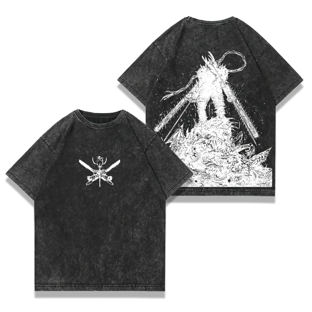 valentine shirts Chainsaw Man Chainsaw Denji Pochita Devil villains v5 Washed T-shirt Double-Sided Print, Anime Manga Washed Shirt Graphic tees Cotton streetwear vintage unisex merch