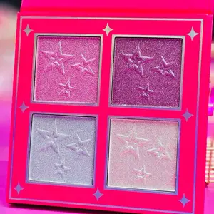 Iluminadores 4 Color Eyeshadow Palette with Glitter Finish for Eye Makeup in Vibrant Pink and Silver Shades