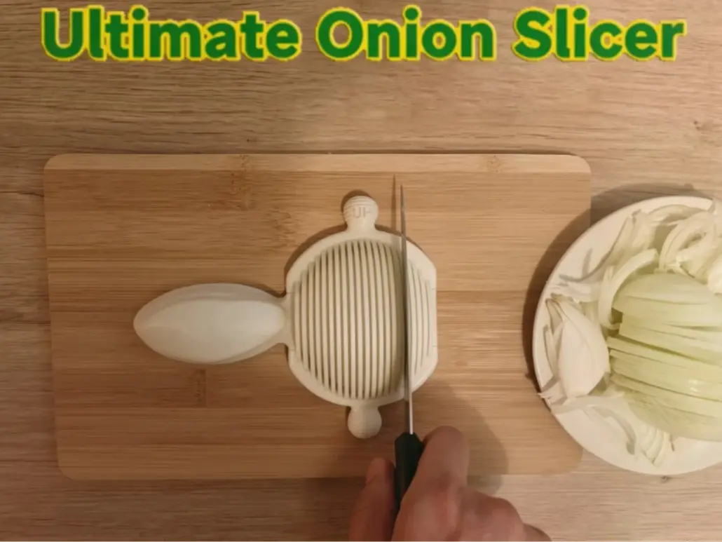 Handheld 3D-Printed Onion Slicer and Guide Tool, Kitchen Chopping Aid Utensil