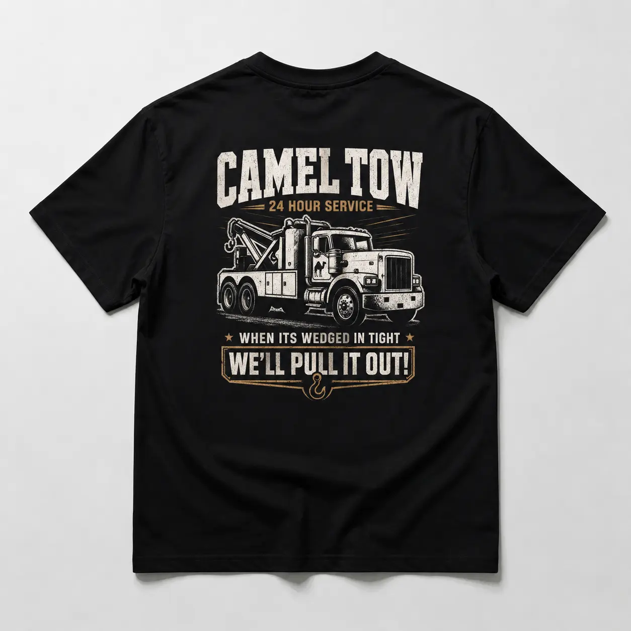 Printed Graphic 100% Cotton T-Shirt, Tow Truck Driver Tee for Men, 24 Hour Wrecker Service Shirt, Mechanic Garage Work Outfit, Gift for Tow Truck Driver Dad