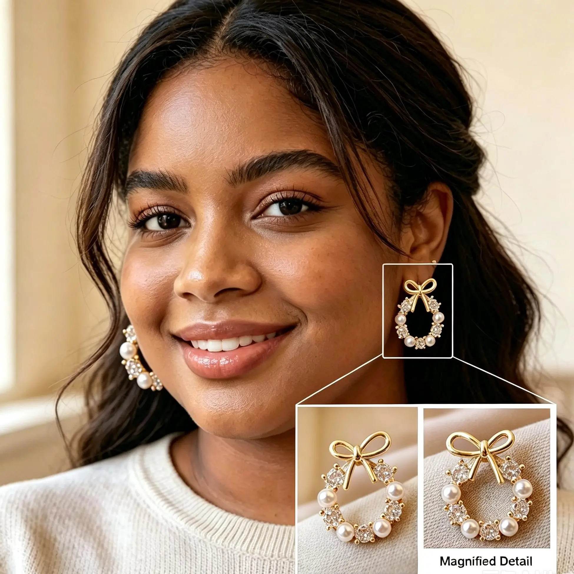 Coquette Pearl Bow Earrings for Women, Rhinestone CZ Stud Earrings, Elegant Faux Pearl Bridal Jewelry, Cute Feminine Fashion Earrings Gift