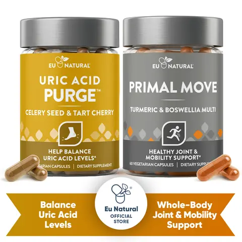 Eu Natural Maximum Mobility Bundle - Uric Acid Purge & Primal Move - Advanced Joint Support Bundle with Tart Cherry, Celery Seed, Turmeric, Boswellia & Multivitamin - Natural Anti-Inflammatory Supplement - Optimized Curcumin Joint Supplement
