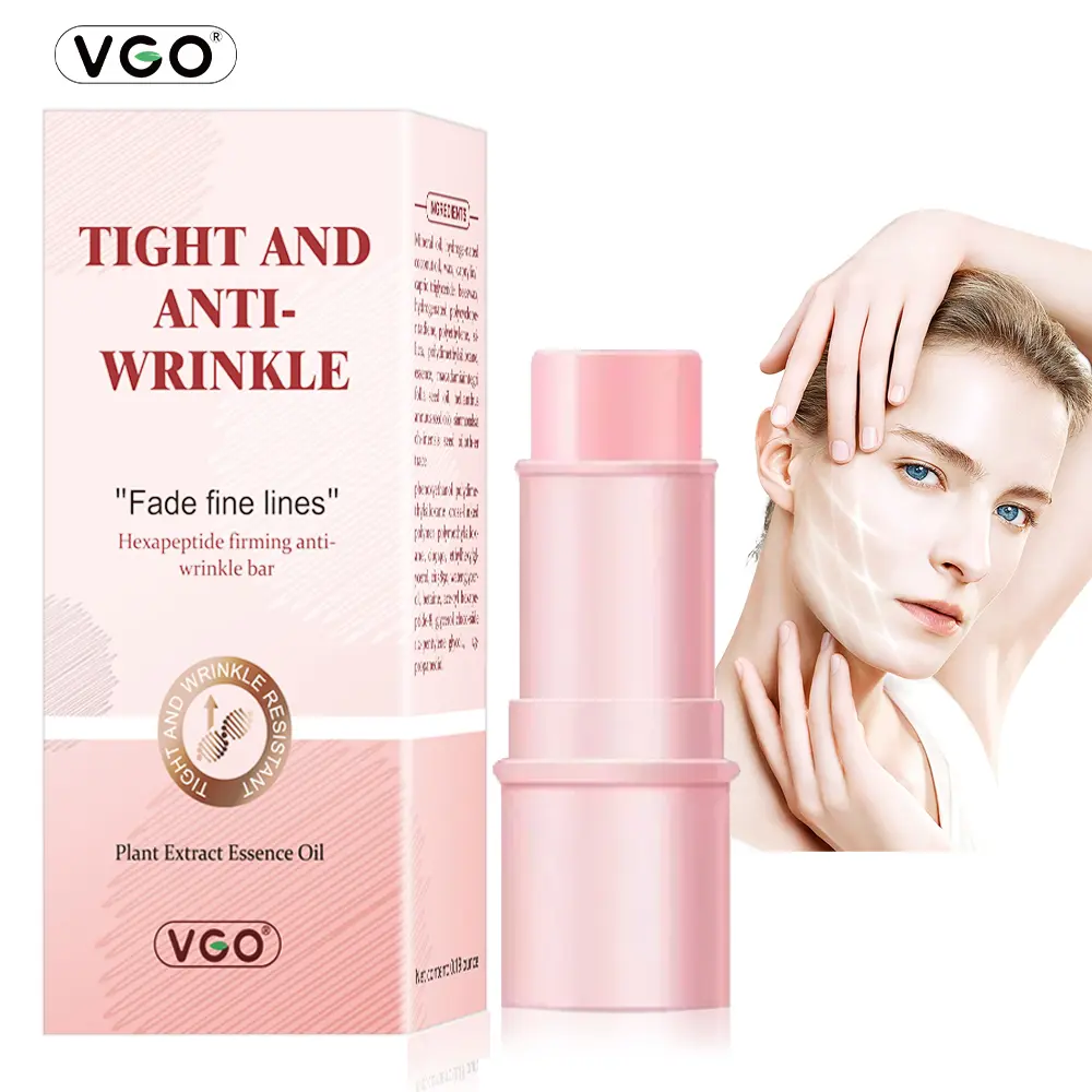 VGO Women's Solid Anti-Aging Wrinkle Remover Stick - Hexapeptide Essence Serum with Milk Coconut Wax Blend, Mineral Oil & Natural Oils for Firming, Fine Line Reduction, Even Out Skin Tone & Texture, Smooth Soft Skin for Adults, Neck, Single Item, All Skin