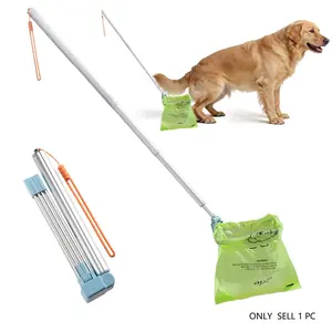 Portable Dog Poop Scoop with Bag, Foldable Outdoor Dog Poop Cleaning Tool, No Need to Bend Over, Made of Aluminum Alloy, Suitable for Both Large and Small Dogs