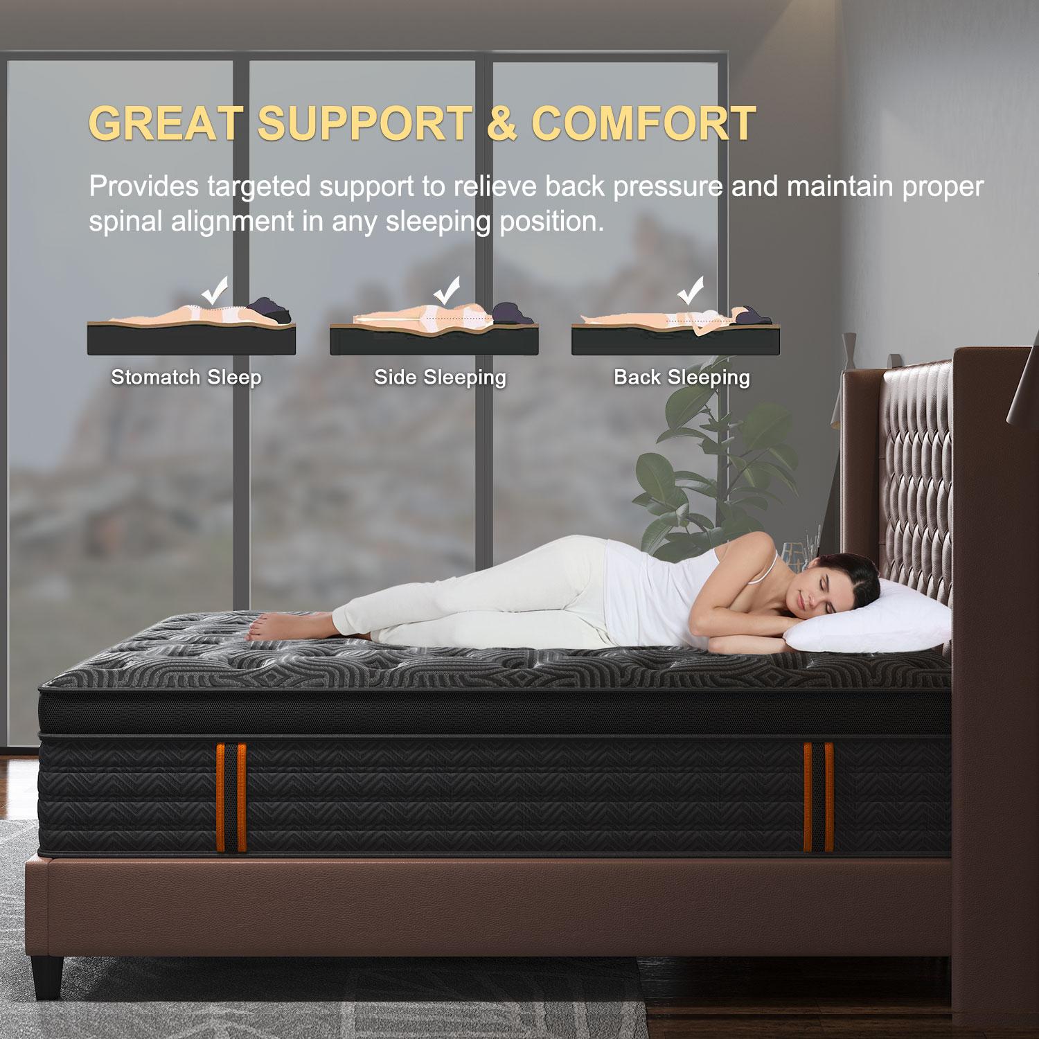 Gel Memory Foam  Hybrid Pocket Spring Twin Full Queen King Bed  In A Box, Euro Top Medium Firm For Back & Lumbar Support, Individual Pocket Spring Bed For Motion Isolation & Fiberglass Free mattress  clearance