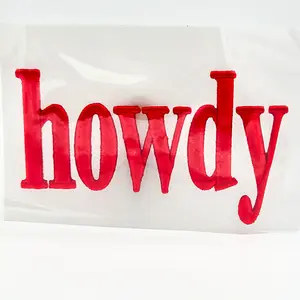Howdy RED PUFF Embroidered HAT/POCKET Patch