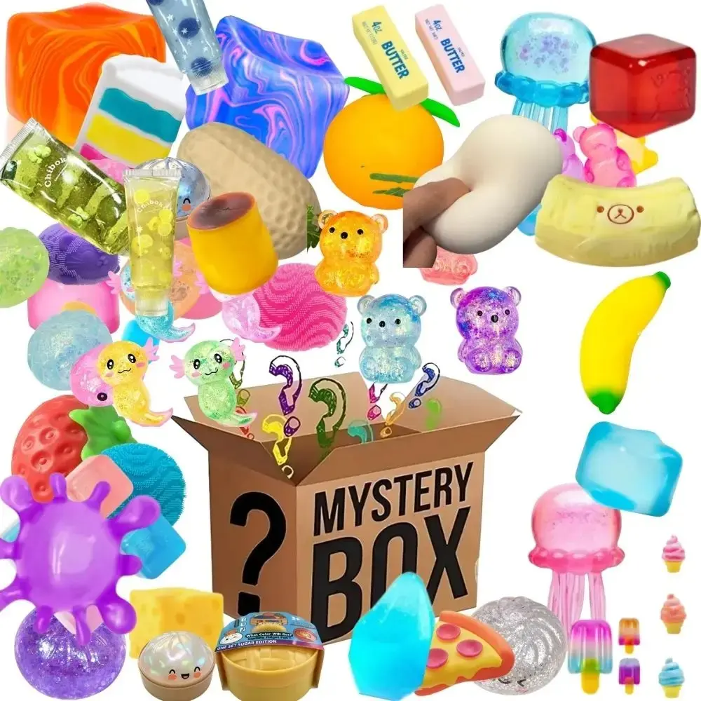 Blind Box Mystery Kawaii Cat Paw Mochi Squishy, Cube Simulated Food Fidget Toy, Cute Squeeze Foot Toy Antistress Stress-Relief