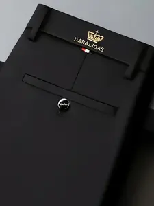 Men's Loose Straight Leg Elastic Stretch Formal Polyester Pants, Anti-Wrinkle Comfortable Business Trousers, Suitable for All Seasons