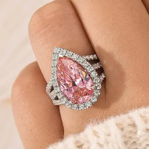 Maxine CZ 4.5ct Pink Stone Pear Cut Engagement Ring,5A Cubic Zirconia Women's Ring Jewelry,Promise Ring for Daily,Travel,Proposal,Wedding,Birthday,Anniversary