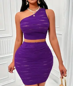 PURPLE 2PC KNITTED SKIRT SET Top Womenswear