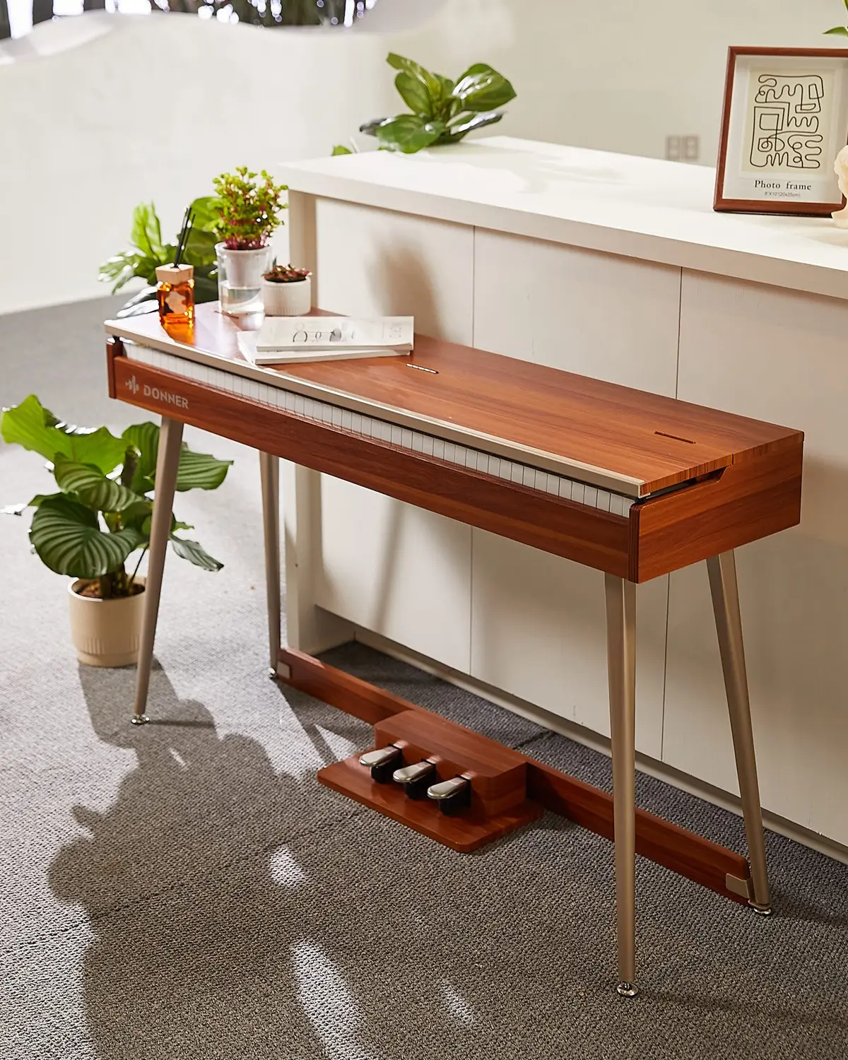 Donner DDP-80 PLUS 88-Key Progressive Weighted Keyboard Digital Upright Piano with Semi-Open Cover, French Dream Sound Source, Metal Pedal Unit, 20W Stereo Sound System, 136*43*28.5cm Size, 12 Months Warranty, 3-Pedal Unit
