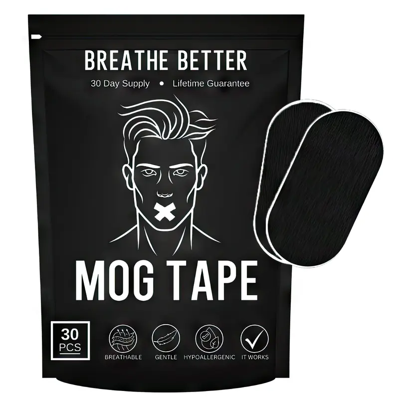 Mog Mouth Tape - one month supply mouth tape, sport accessories, 30 Strips, Mog Strips Mog Tape for sleep