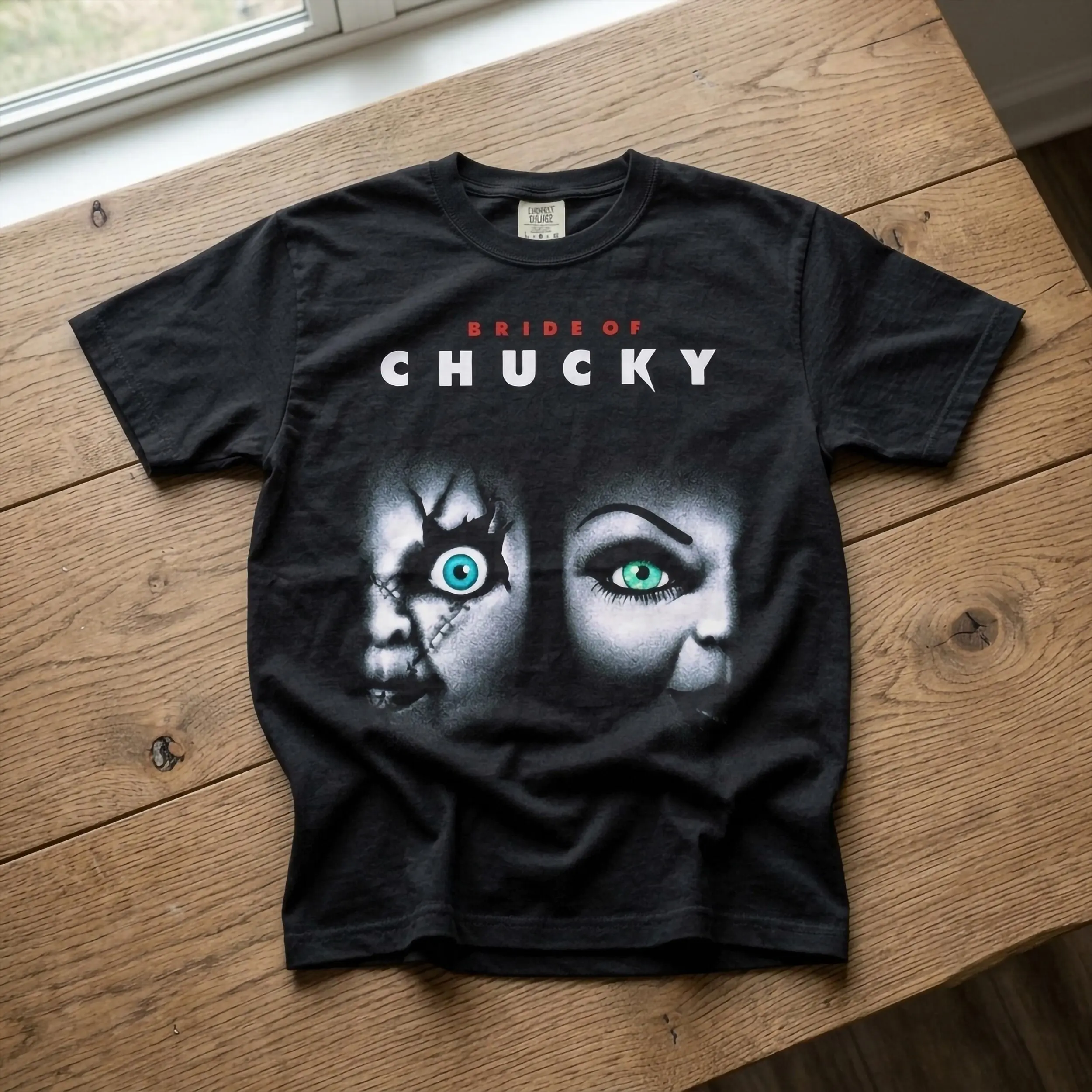 Comfort Colors Bride of Chucky 90s Horror Movie Y2k Graphic Tee, Chucky and Tiffany Halloween Unisex T-Shirt - Perfect Gift for Fans