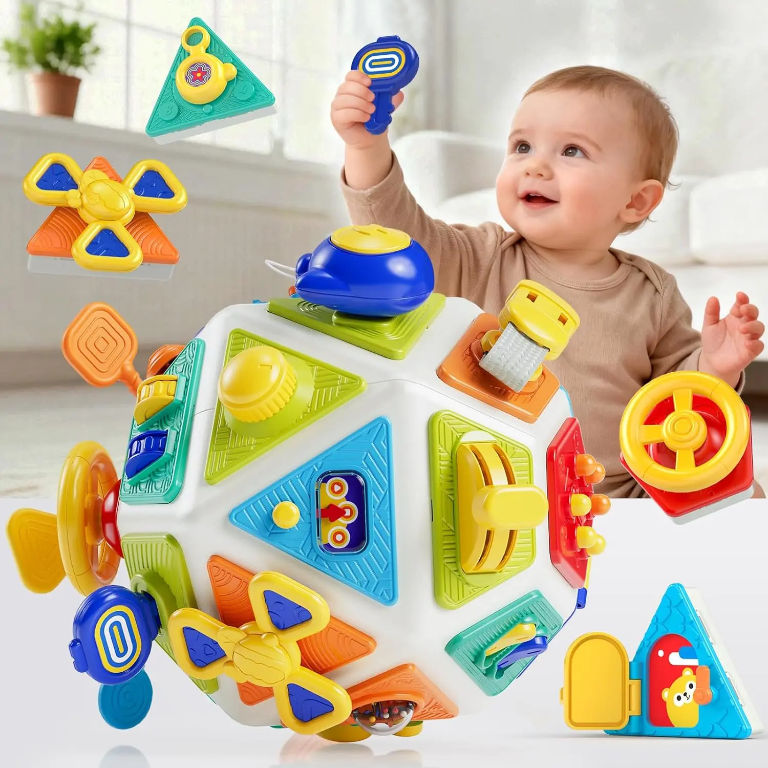 Montessori Busy Cube Sensory Play Toy for Toddlers, Sensory Activity Board, Travel-Friendly Educational Toy for Ages 1-3, Perfect Christmas & Birthday Gift