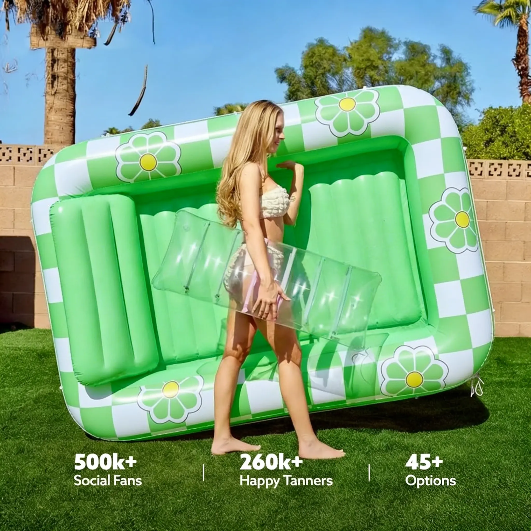 Large Inflatable Pool Floaters Adult Pool Lounger Float Boat, Large Beach Sunbathing Tanning Pool Float Floating Raft, Water Restroom Floating Bathtub with Drink Holder
