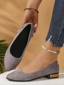 Women's Pointed Toe Comfortable PU Work Shoes, Cute Penny Loafers Slip-On Ballet Flats, Fashion Versatile Office Shoes, Commuter Shoes Work