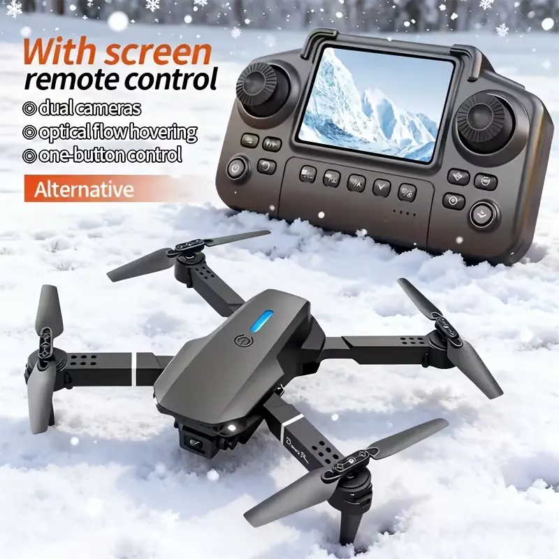 E88 Foldable RC Drone for Beginners -  HD Camera, Optical Flow Hovering, APP & Remote Control, 1-Key Startup, Portable Quadcopter with 2 Batteries, Long Flight Life, Ideal for Daily Recording & Gifting