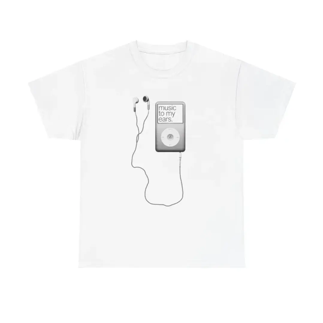 Music To My Ears T-Shirt, Casual Cotton Tee, Gifts Shirt, Unisex Vintage Graphic Tees Gothic Grunge Y2k Emo Scene Amity Affliction Style Clothes Men Women Streetwear