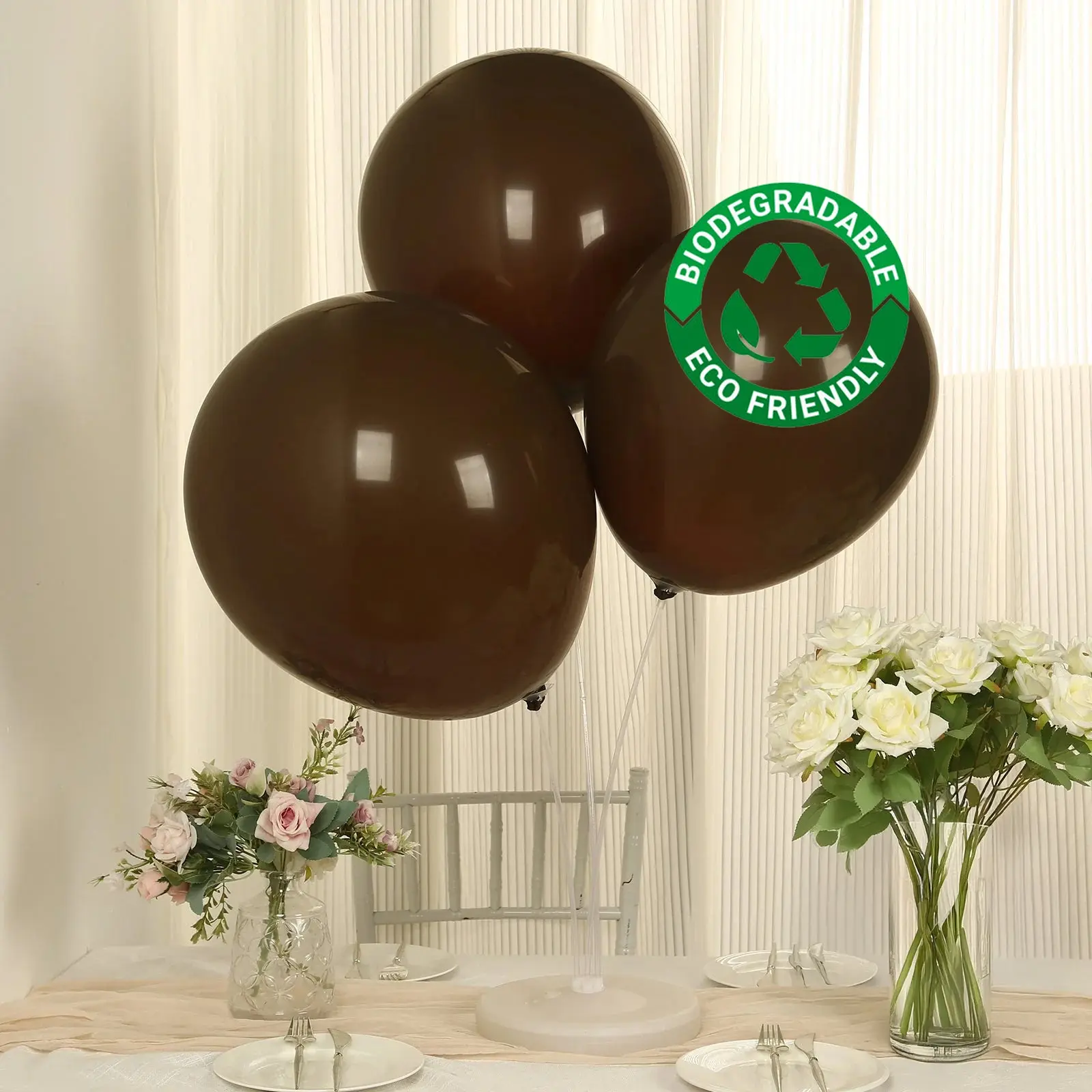 10-Pack 18" Round Matte Pastel Cinnamon Brown Thick Biodegradable Latex Balloons - Ecologically Friendly Balloon Hanging Decor for Weddings, Baby Showers, Festive & Home Supplies, Balloon Decor