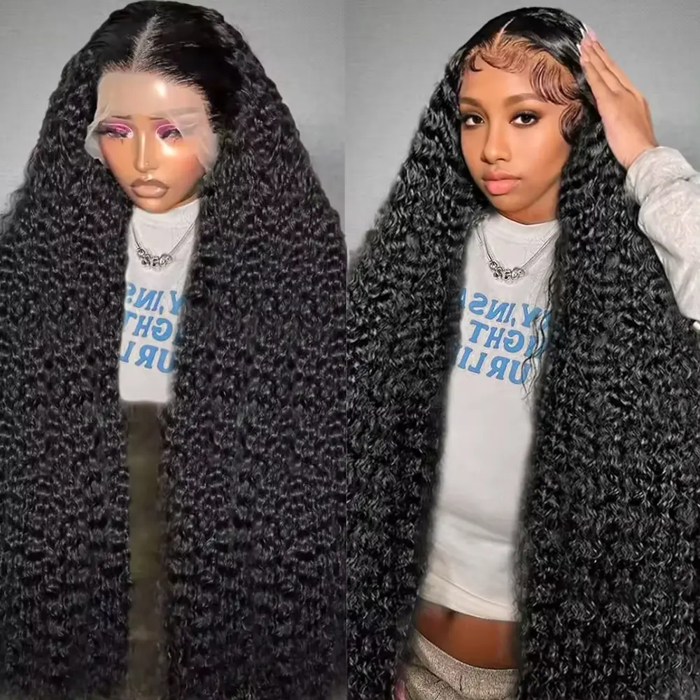 MYLOCKME Hair 34 36 Inch 13x6 Hd Lace Frontal Wig Water Deep Wave Human Hair Wigs Brazilian 13x4 Lace Front Wig Curly Wigs 180 Density
