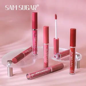 SAM SUGAR 6PCS Matte Lip Gloss Set Long Lasting Waterproof Liquid Lipstick Kit for Daily Wear Party Makeup Highly Pigmented Velvet Matte Finish Non Sticky Smudge Proof Moisturizing Lip Color Collection with Multi Nude Red Shades - Glossy, Cosmetic