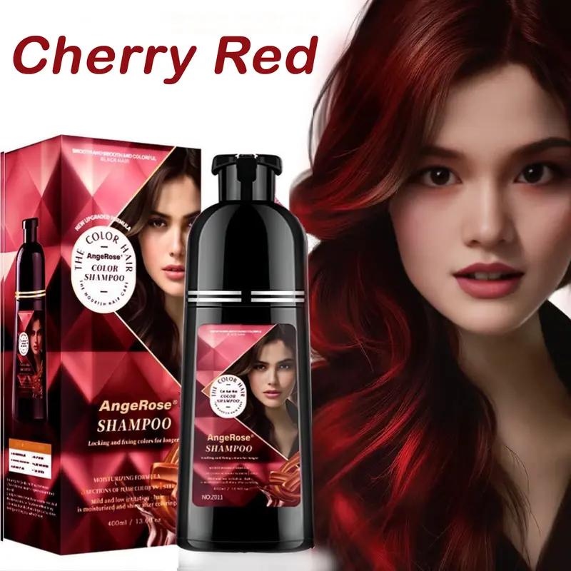 AngeRose Hair Color shampoo, Hair Dye Shampoo , 3 in 1 function Long-lasting & Coverage for Gray Hair, Multi-color Wine Red, Chestnut Brown, Black, Hair Care, Hair Treatment, 400 ml , Gift for Women&Men color shampoo