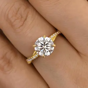 Effinny Synthetic Moissanite Round Cut 2.0 ct Twisted Engagement Ring with 925 Sterling Silver for Women Outdoorfun