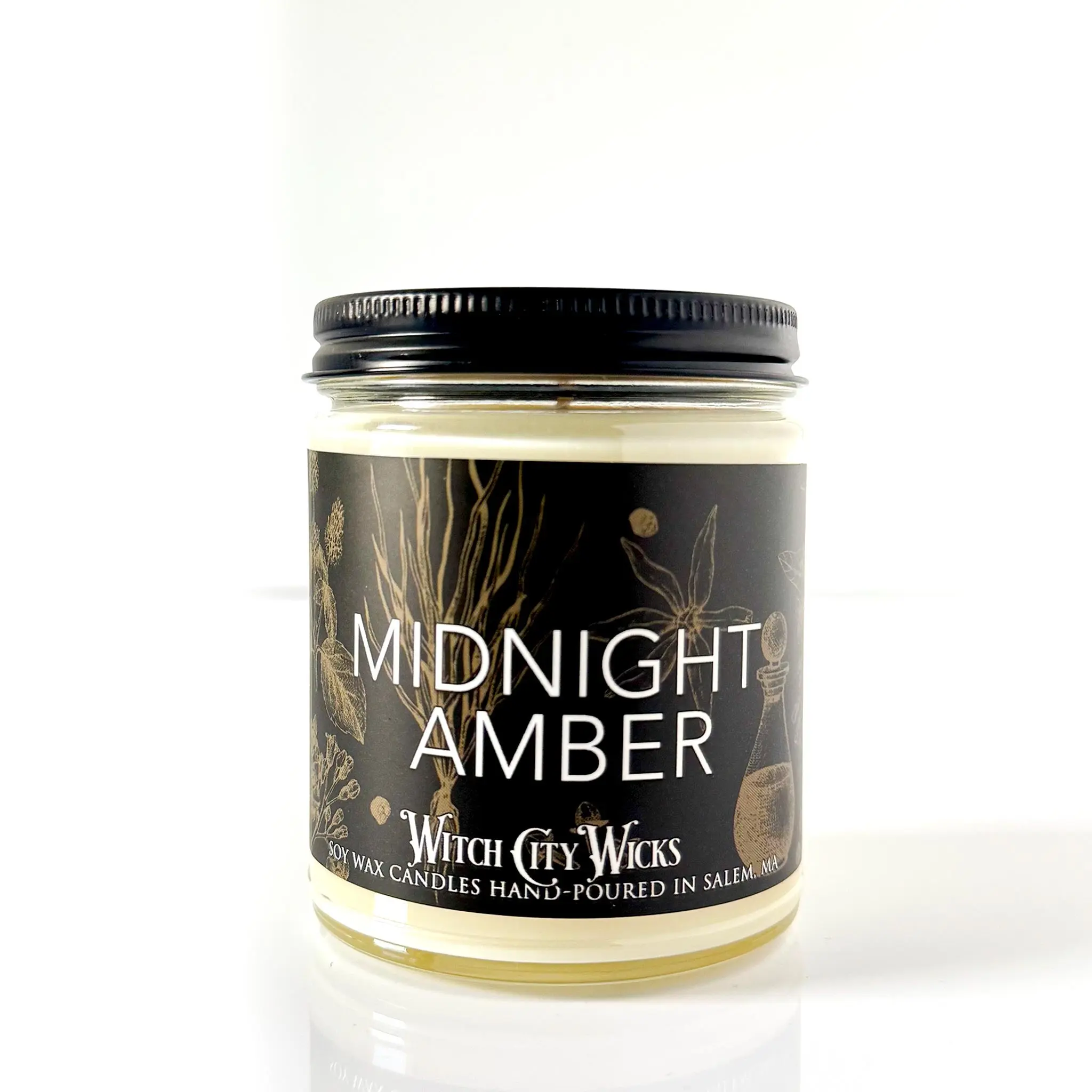 Midnight Amber Candle – Gothic Elegance 9oz Jar – Hand-Poured 100% Soy Wax Decor Scent Ornaments Decoration