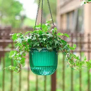1pcs Automatic Watering Hanging Flowerpot Indoor Hanging Flowerpot, Outdoor Hanging Flowerpot Basket With 3 Hook Drainage Holes, For Garden And Home Furnishings Hanging Flower Pots