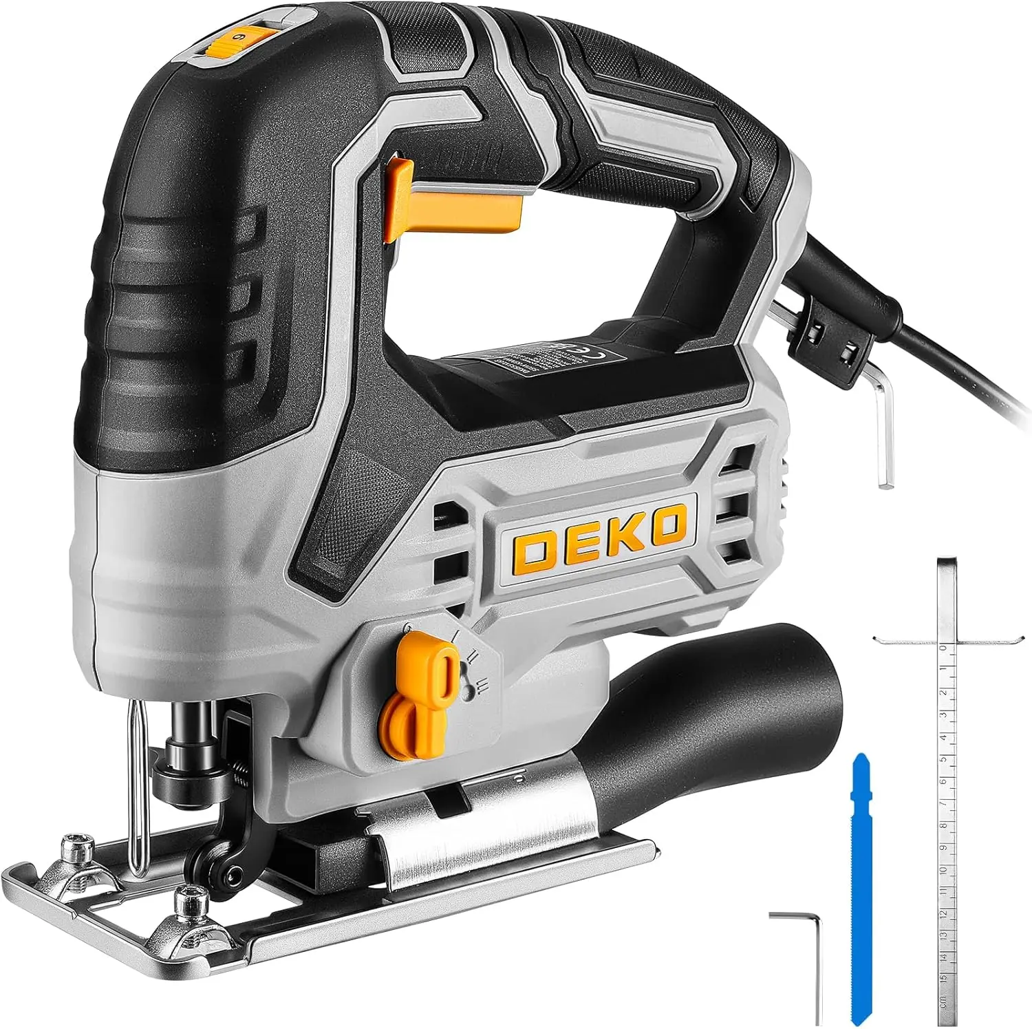 Jig Saw Corded: Electric Jigsaw Tool Jig Saws for Woodworking, Wood Hand Tool with 6 Variable Speed, 4 Orbital, ±45° Bevel Cutting, Tool-less Blade Quick Release