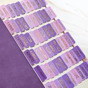 Laminated  Tabs,  Study Supplies, Large Print  Book Tabs for Women and Men, ( Foil Embossed Lettering)  Labels Index Tabs,  Accessories for Easy Navigation(Gentle Purple)