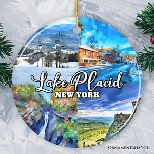 Picturesque Lake Placid Ornament, Charming New York Mountain Town Christmas Gift and Travel Souvenir