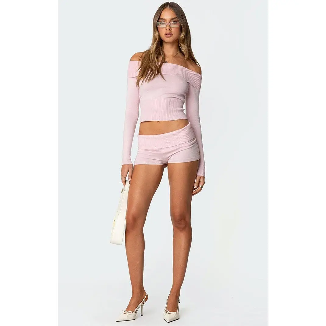 Edikted Women's Jamie Fold Over Knit Shorts