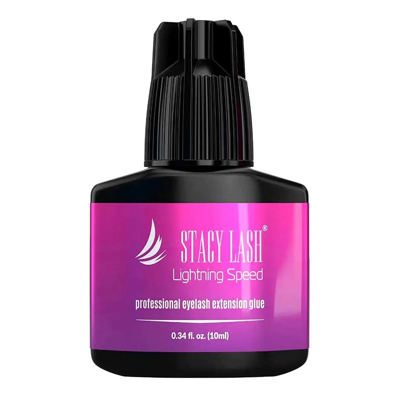 Stacy Lash Lightning Speed Eyelash Extension Glue 10ml | 0.3 Sec Fast Drying | 6-8 Week Retention | Black Adhesive | Professional Salon Supplies