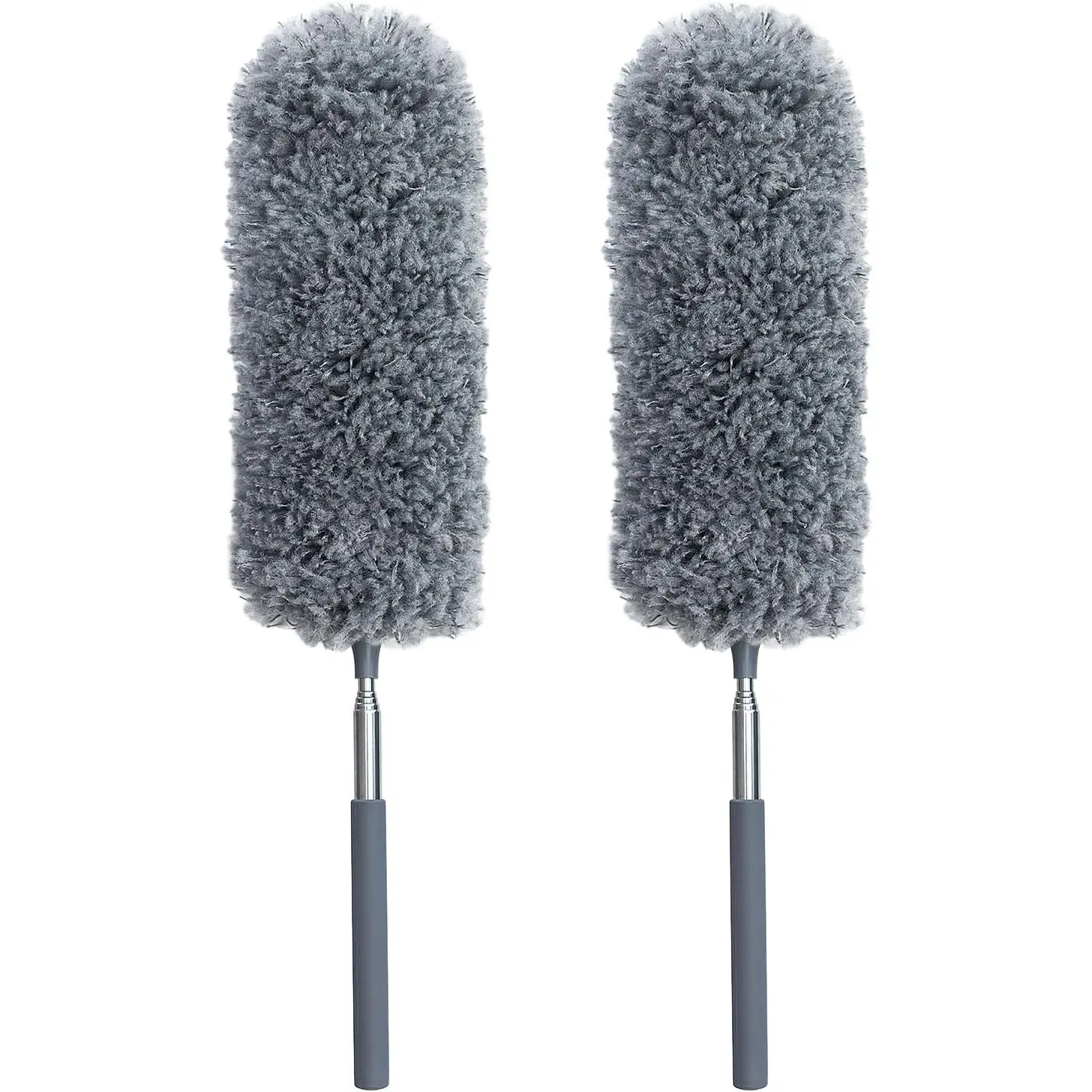 2 Pack Small Microfiber Feather Duster for Cleaning, Hand Washable Dusters with Extendable Pole, Cleaning Tools for Office, Car, Window, Furniture, Ceiling Fan HTOOLPRO