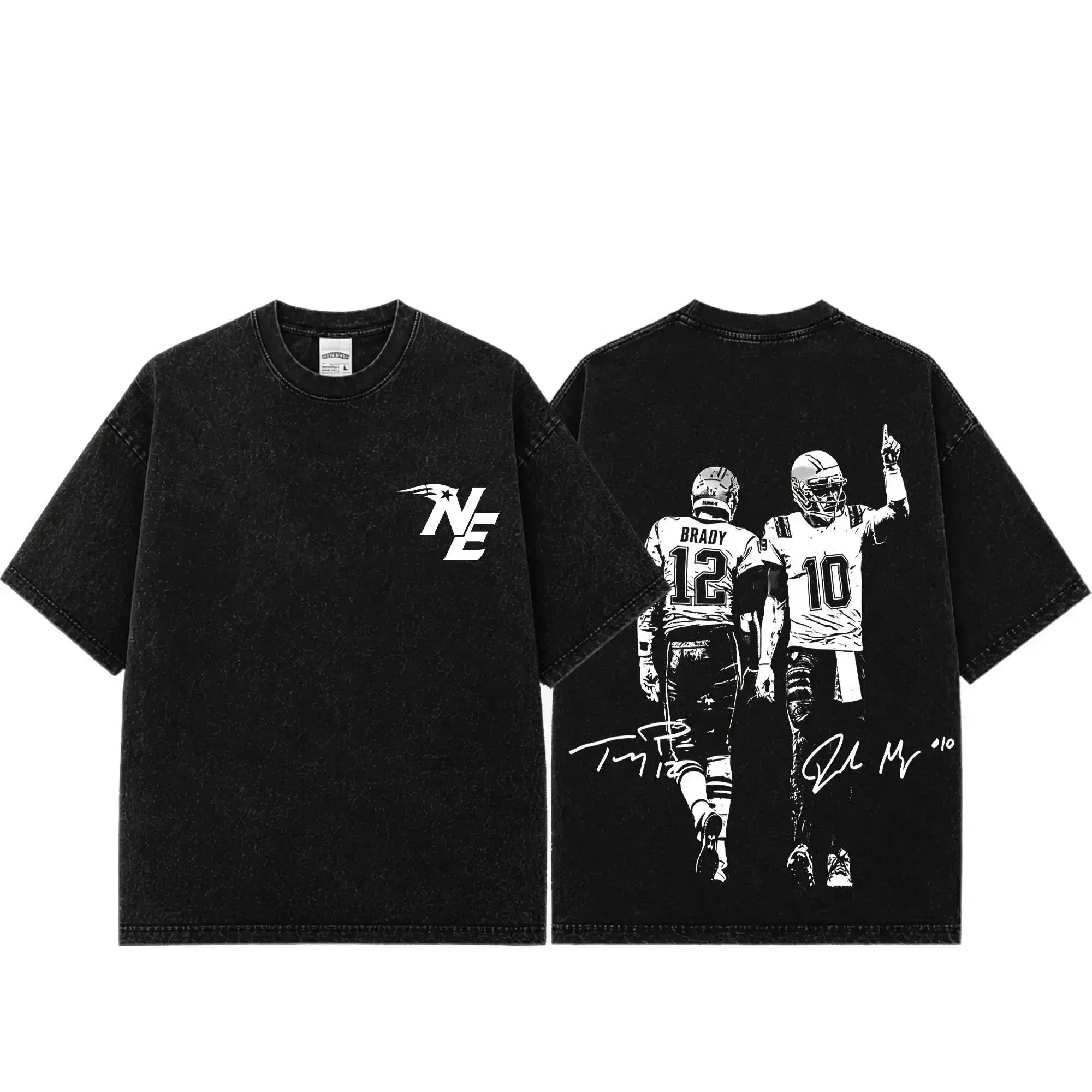 Retro Drake Maye & Tom Brady T-Shirt, Heavyweight Vintage Graphic Tee, Classic Game Day Outfit, Retro Football Graphic Shirt