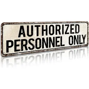 Standard Authorized Personnel Only Door/Wall Sign, Sign for Door, Ensures Public Do Not Enter Restricted Areas - Private Access/Authorized Personnel Only, 4" by 16" Aluminium Sign N