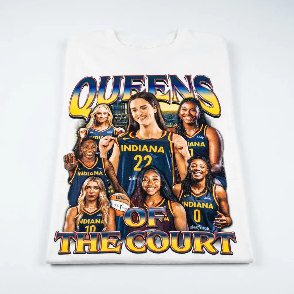 Caitlin Clark Queens of the Court Shirt Retro Indiana Basketball Graphic Tee Fans