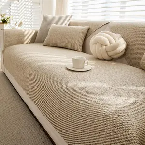 Solid Color Sofa Cover, 1 Count Non-slip Sofa Seat Cover, Dustproof Sofa Cover, Home Decor Supplies for Living Room, Elastic Sofa Slipcover