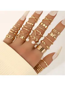 22 Pcs Geometric Heart Stackable Ring Set for Women