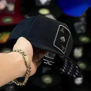 Black Adjustable Baseball Cap – Ace Playing Card Patch Design, Streetwear Snapback Hat Unisex TikTok Trending Fashion