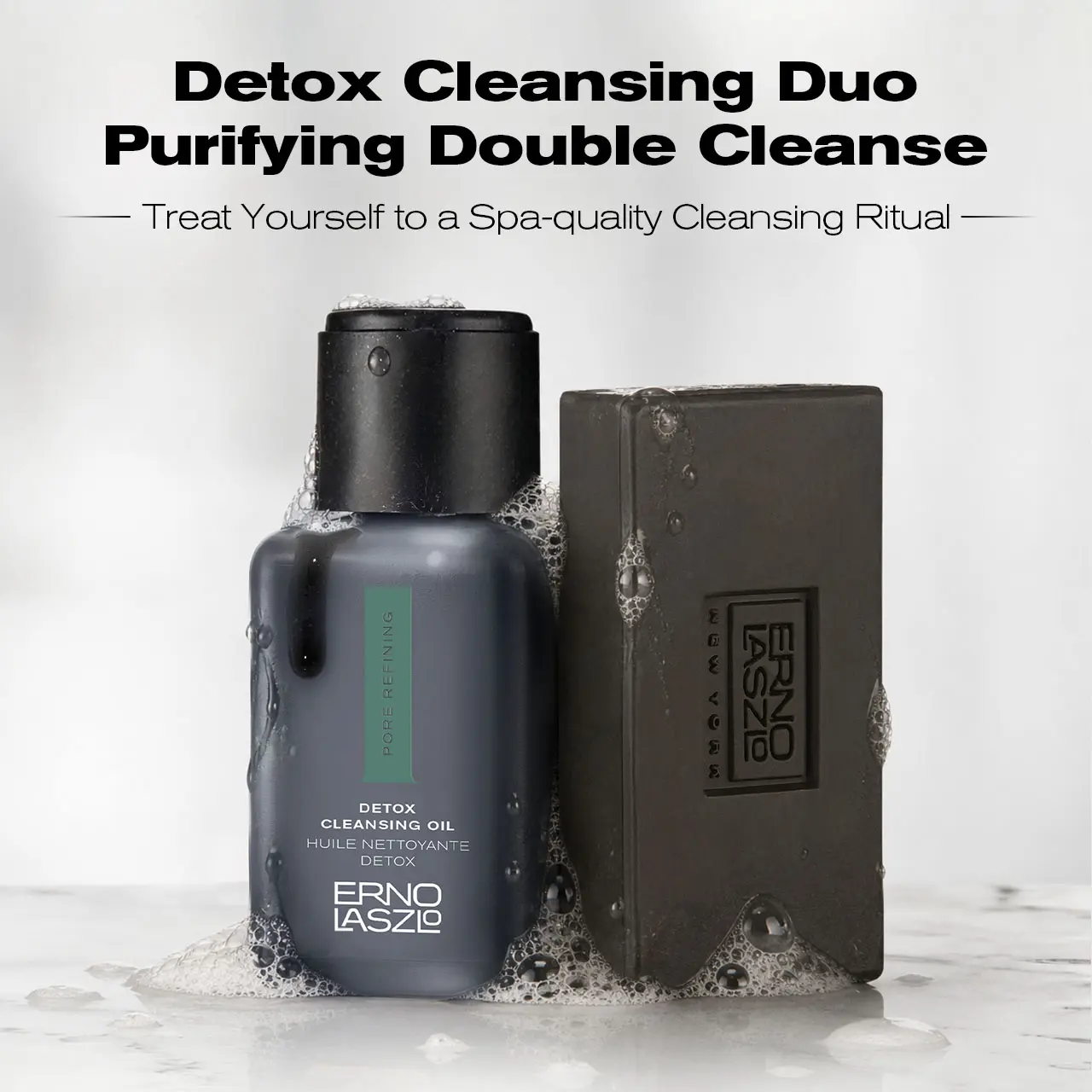 Detox Double Cleansing Duo, The Cleansing Duo for Oily & Combo Skin — Melts off SPF, Makeup, Dirt + Unclogs Pores Facial Cleanser,travel essentials