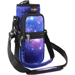 Water Bottle Sling Bag Sleeve Holder Carrier 25/32/40/64 oz,Insulated Crossbody Water Bottle Case Cover with Strap and Pockets for Men/Women Walking Hiking