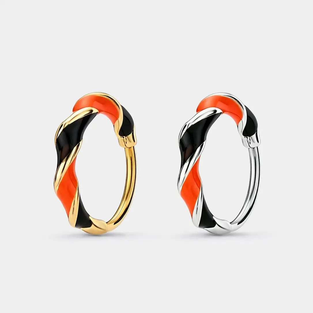 OUFER 20G Unisex Spooky Halloween Twisted Hoop Nose Ring Jewelry, Nostril Piercing Nose Hoops, Secure Fit
